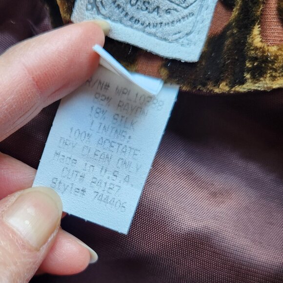 Wah Maker True West Burnout Velvet Midi A-Line Skirt Silk Blend Brown - Picture 10 of 10